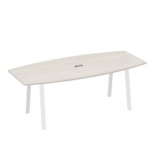 Стол для переговоров 220 на металлокаркасе TRE дуб / металлокаркас белый А4 Б3 114 ДШ