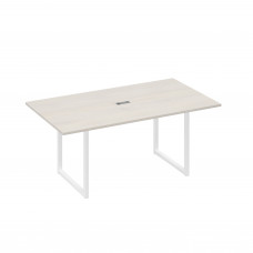 Стол 180 с опорами QUATTRO переговорный дуб / металлокаркас белый А4 Б4 122 ДШ