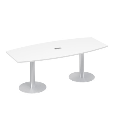 Стол 220x100 фигурный на опорах-колоннах для переговоров белый премиум А4 ХР 114 БП