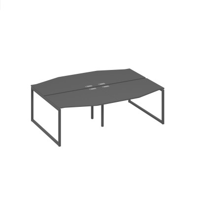 Рабочая станция столы (4х120) Техно на металлокаркасе QUATTRO антрацит премиум / металлокаркас антрацит А4 А4 189-2 АР