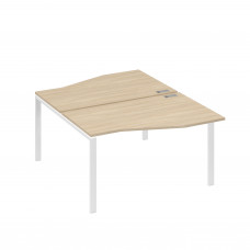 Рабочая станция каркас UNO столы (2х140) Техно дуб скандинавский / металлокаркас белый А4 Б1 190 ДК