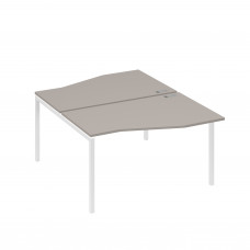 Рабочая станция каркас DUE столы (2х140) Техно мокко премиум / металлокаркас белый А4 Б2 190 МП