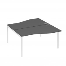 Станция со столами Техно эргономичными (2х160) каркас DUE антрацит премиум / металлокаркас белый А4 Б2 191 АР