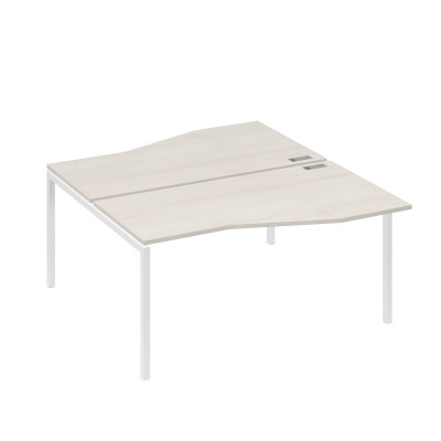 Станция со столами Техно эргономичными (2х160) каркас DUE дуб / металлокаркас белый А4 Б2 191 ДШ