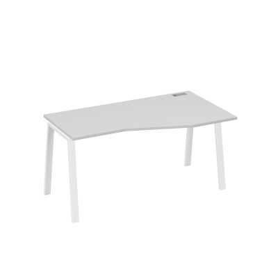 Стол правый "Техно" на металлокаркасе TRE эргономичный серый / металлокаркас белый А4 Б3 066 СЕ