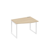 Стол на металлокаркасе QUATTRO "Техно" эргономичный правый дуб скандинавский / металлокаркас белый А4 Б4 062 ДК