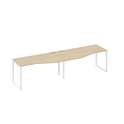 Рабочая станция со столами Техно (2х160) на каркасе QUATTRO дуб скандинавский / металлокаркас белый А4 Б4 065-2 ДК