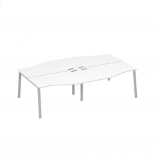 Рабочая станция со столами Техно (4х140) на каркасе TRE белый премиум / металлокаркас серый А4 С3 190-2 БП