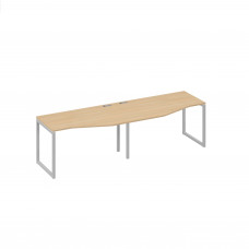 Рабочая станция столы Техно (2х140) каркас DUE металлический натуральный дуб / металлокаркас серый А4 С2 063-2 НД