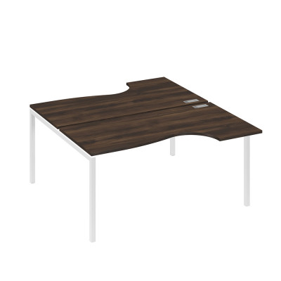 Рабочая станция DUE (2х160) столы эргономичные Классика дуб ристретто/ металлокаркас белый А4 Б2 185 ДР