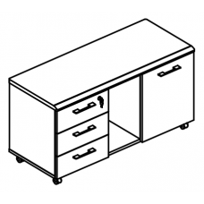 Тумба для оргтехники (топ МДФ) вяз либерти / мокко премиум МР 262 ВЛ/МП/МП