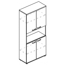 Шкаф для документов 4-х дверный с открытой нишей (топ ДСП) мокко премиум / вяз либерти МР 9474 МП/ВЛ/ВЛ