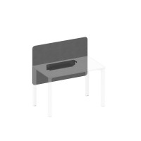 Экран настольный фронтальный тканевый с кабель-каналом серый (Bahama Grey) / черный гладкий А1 ЧР 856.02 BA50