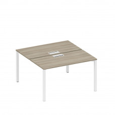 Рабочая станция на металлокаркасе, столешницы с заглушкой (2*140) вяз либерти/ белый гладкий А1 БГ 174 ВЛ