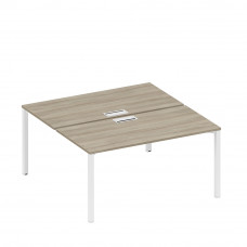 Рабочая станция на металлокаркасе, столешницы с заглушкой (2*160) вяз либерти/ белый гладкий А1 БГ 178 ВЛ