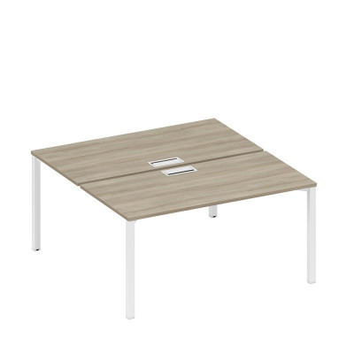 Рабочая станция на металлокаркасе, столешницы с заглушкой (2*160) вяз либерти/ белый гладкий А1 БГ 178 ВЛ