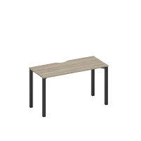 Стол письменный на металлокаркасе, столешница с вырезом вяз либерти/ черный гладкий А1 ЧР 004.2 ВЛ