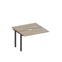 Секция стола рабочей станции на металлокаркасе, столешницы с вырезом вяз либерти/ черный гладкий А1 ЧР 170.2-1 ВЛ