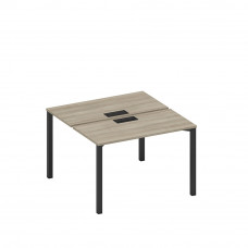 Рабочая станция на металлокаркасе, столешницы с заглушкой (2*120) вяз либерти/ черный гладкий А1 ЧР 170 ВЛ