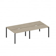 Рабочая станция на металлокаркасе, столешницы с вырезом (4*140) вяз либерти/ черный гладкий А1 ЧР 171.2-2 ВЛ