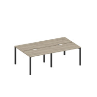 Рабочая станция на металлокаркасе, столешницы с вырезом (4*120) вяз либерти/ черный гладкий А1 ЧР 173.2-2 ВЛ