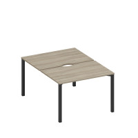 Рабочая станция на металлокаркасе, столешницы с вырезом (2*120) вяз либерти/ черный гладкий А1 ЧР 176.2 ВЛ