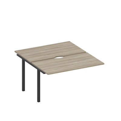 Секция стола рабочей станции на металлокаркасе, столешницы с вырезом вяз либерти/ черный гладкий А1 ЧР 177.2-1 ВЛ