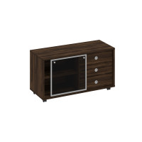 Тумба выкатная 3 ящика без замка стеклянная дверь-купе дуб ристретто В 202-552 ДР