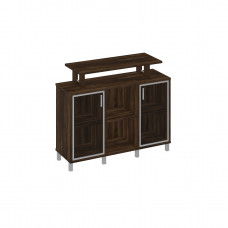 Стеллаж низкий с надстройкой и стеклянными дверками дуб ристретто В 801-512 ДР