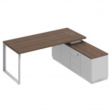 Стол руководителя на опорной тумбе (левый/правый) дуб гладстоун светлый / белый премиум / дуб гладстоун светлый БР 102 ДС БП ДС