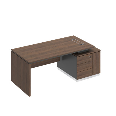 Стол руководителя на опорной тумбе ДСП опора дуб гладстоун / антрацит премиум / дуб гладстоун СИ 111 ДГ АР ДГ