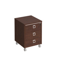 Тумба выкатная 3-ящичная с центральным замком с доводчиками венге виктория КС 214 ВН
