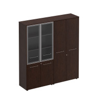 Шкаф комбинированный высокий (стекло + одежда) венге тёмный МЕ 358 ВТ