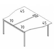 Рабочая станция металлокаркас DUE столы Техно (2х120) дуб ристретто/ металлокаркас серый А4 С2 189 ДР