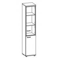 Шкаф для документов узкий правый со стеклянной дверью в алюминиевой рамке дуб ристретто/ натуральный дуб А4 9480 ДР/НД