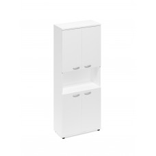 Шкаф для документов 4-дверный с открытой нишей белый премиум А4 9374 БП