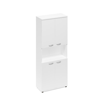 Шкаф для документов 4-дверный с открытой нишей белый премиум А4 9374 БП