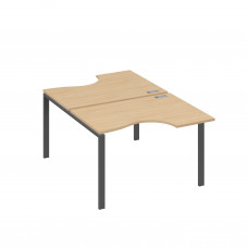 Рабочая станция столы (2х120) эргономичные "Классика" опоры UNO натуральный дуб / металлокаркас антрацит А4 А1 183 НД