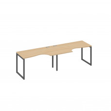 Рабочая станция столы Классика на каркасе QUATTRO (2х140) натуральный дуб / металлокаркас антрацит А4 А4 043-2 НД