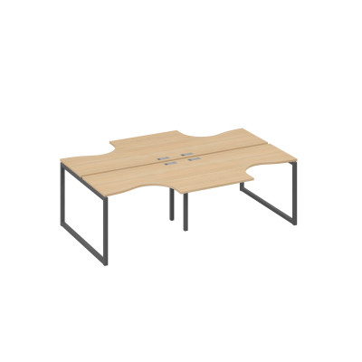 Рабочая станция (4х120) опоры QUATTRO столы Классика натуральный дуб / металлокаркас антрацит А4 А4 180-2 НД