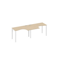 Рабочая станция UNO (2х120) столы Классика эргономичные дуб скандинавский / металлокаркас белый А4 Б1 031-2 ДК