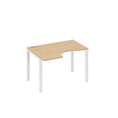 Стол левый "Классика" эргономичный на металлокаркасе UNO натуральный дуб / металлокаркас белый А4 Б1 041 НД