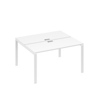 Рабочая станция на каркасе UNO столы 2х140 белый премиум / металлокаркас белый А4 Б1 171 БП