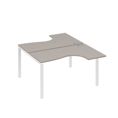 Рабочая станция (2х140) опоры UNO столы Классика мокко премиум / металлокаркас белый А4 Б1 181 МП