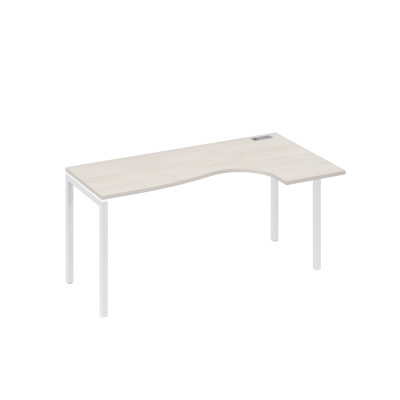 Стол на металлокаркасе DUE эргономичный правый "Классика" дуб / металлокаркас белый А4 Б2 036 ДШ