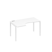 Стол "Классика" эргономичный левый на металлокаркасе DUE белый премиум / металлокаркас белый А4 Б2 043 БП