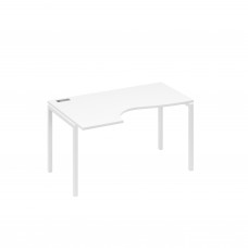 Стол "Классика" эргономичный левый на металлокаркасе DUE белый премиум / металлокаркас белый А4 Б2 043 БП
