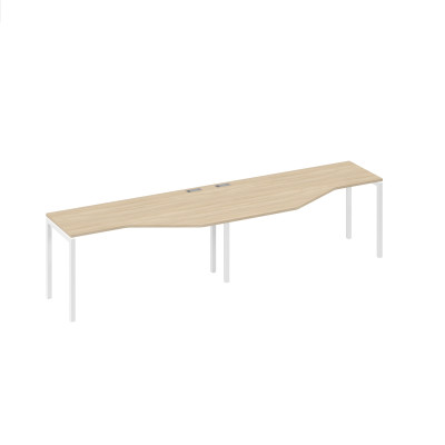 Рабочая станция (2х160) эргономичная "Техно" каркас DUE дуб скандинавский / металлокаркас белый А4 Б2 055-2 ДК