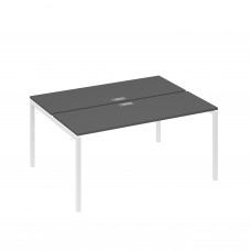 Рабочая станция 2х160 на опорах DUE антрацит премиум / металлокаркас белый А4 Б2 172 АР