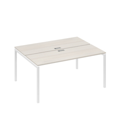 Рабочая станция 2х160 на опорах DUE дуб / металлокаркас белый А4 Б2 172 ДШ